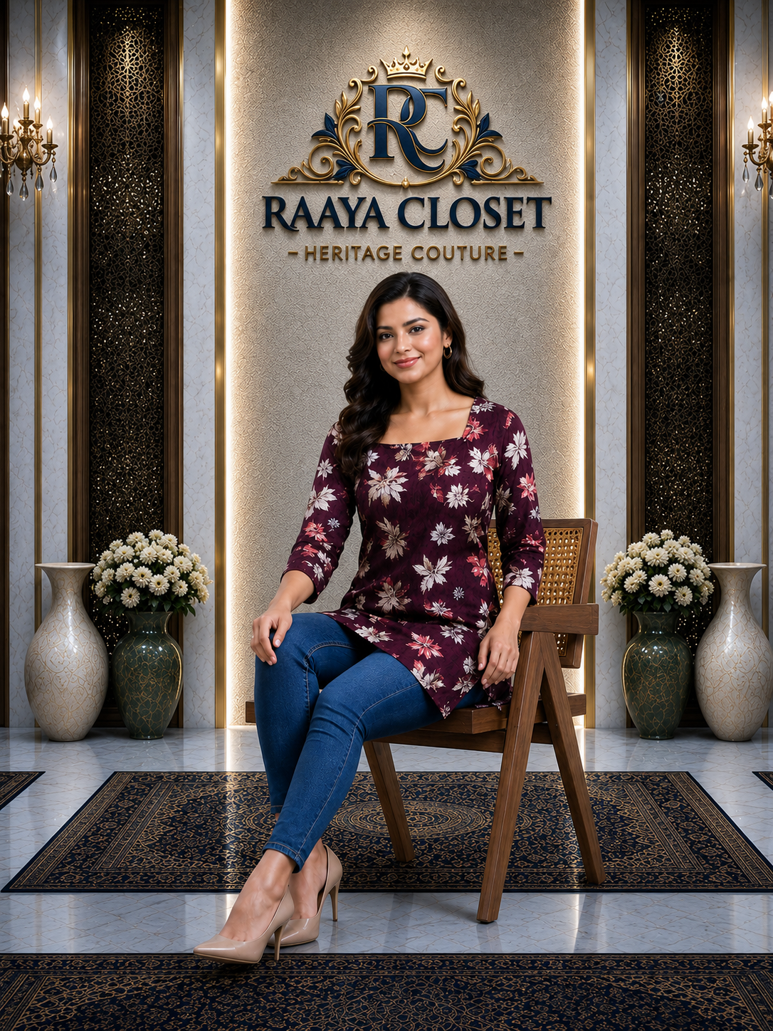 Raaya Closet Heritage Couture – Women's Floral Mill Print Tunic