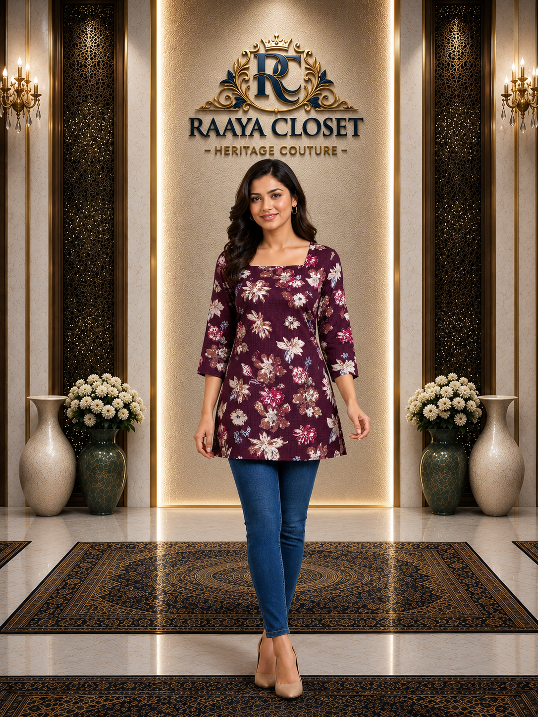 Raaya Closet Heritage Couture – Women's Floral Mill Print Tunic