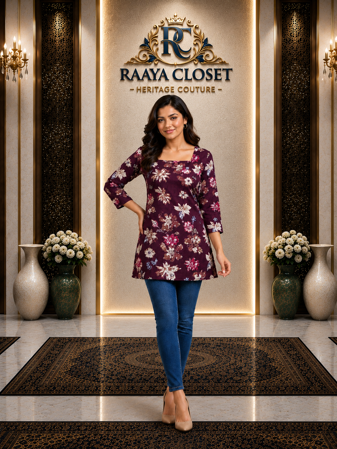 Raaya Closet Heritage Couture – Women's Floral Mill Print Tunic
