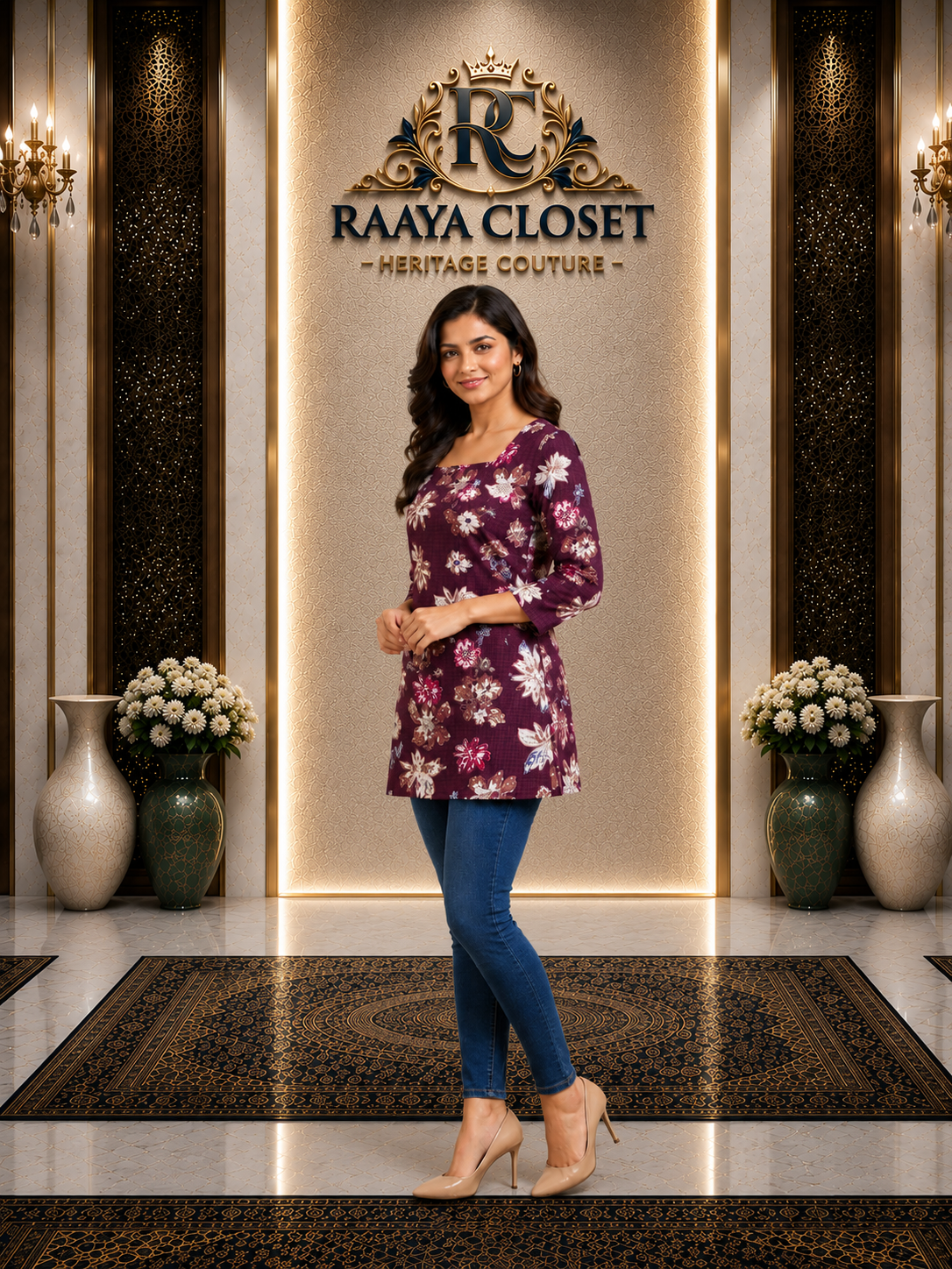 Raaya Closet Heritage Couture – Women's Floral Mill Print Tunic